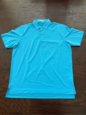 Peter Millar Men's Summer Comfort Turquoise & Purple Striped Golf Polo Size XL